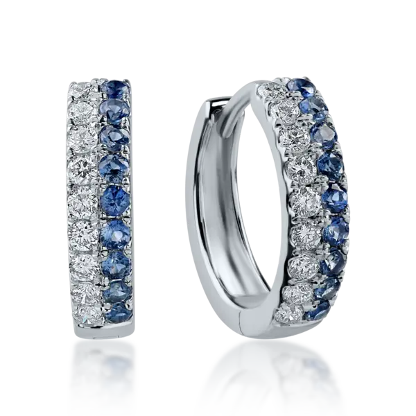 Cercei on-ear din aur alb cu safire de 0.314ct si diamante de 0.211ct