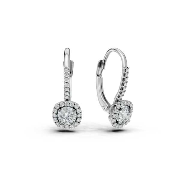 Cercei on-ear din aur alb cu zirconia