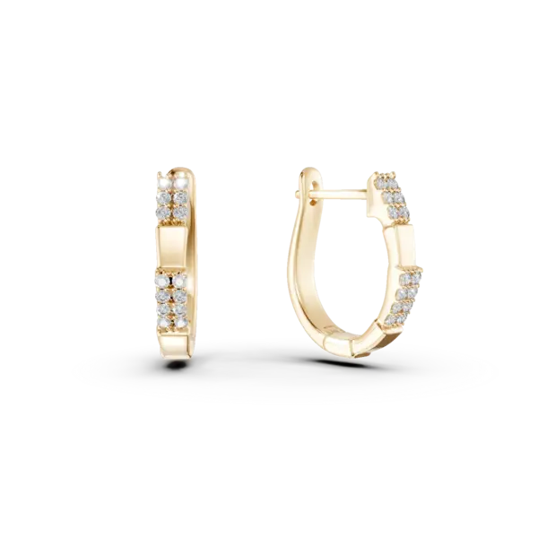 Cercei on-ear din aur galben cu diamante de 0.17ct