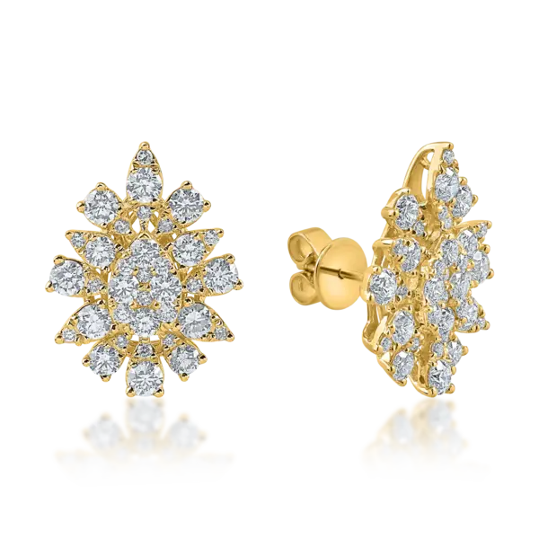 Cercei on ear din aur galben cu diamante de 2.4ct