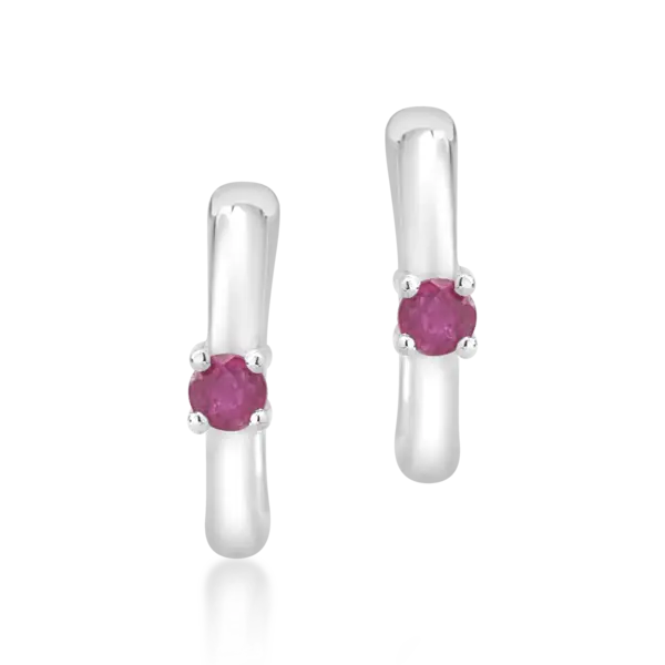 Cercei pentru copii din aur alb cu rubin de 0.13ct