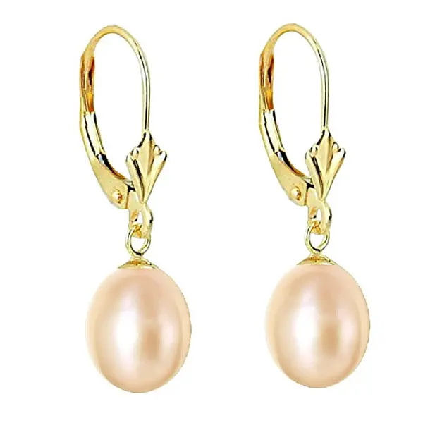 Cercei Perle Crem, Naturale, Forma Lacrima 8 5 mm E i Aur Galben 14K KASKADDA