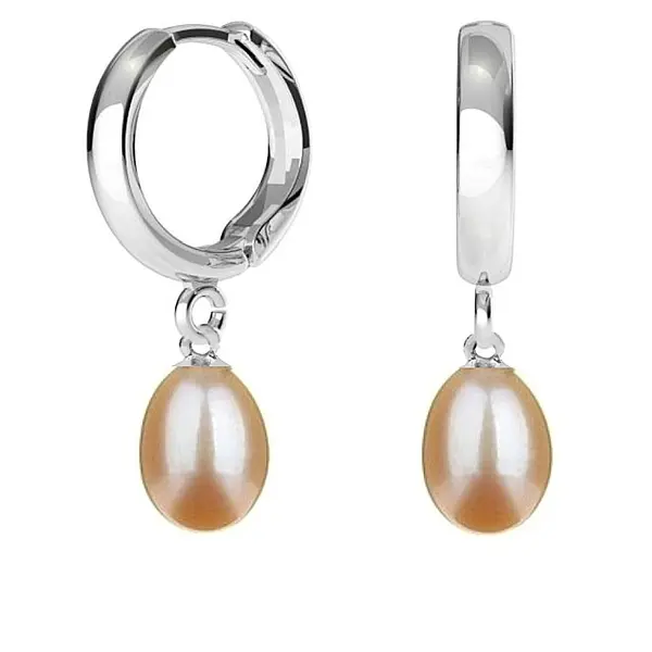 Cercei Perle Crem Teardrop, Tip Creole, Argint 925 KASKADDA