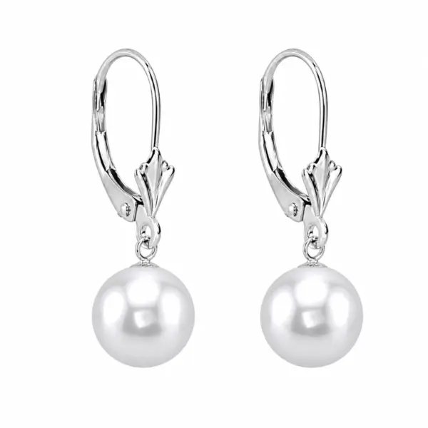 Cercei Perle Japoneze Akoya 7,5-8 mm E i Aur Alb 14K, Calitate AAA+ KASKADDA