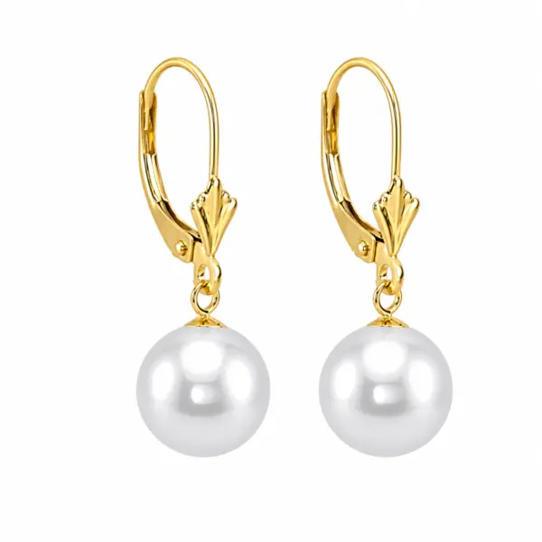 Cercei Perle Japoneze Akoya, Calitate AAA+, 7,5-8 mm E i Aur Galben 14K KASKADDA