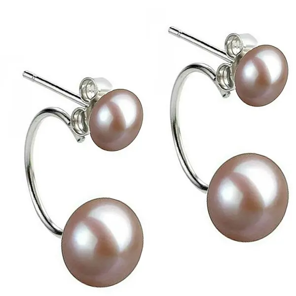 Cercei Perle Lavanda Double 2 A n 1, 7-10 mm, Argint 925 Placat cu Platina KASKADDA