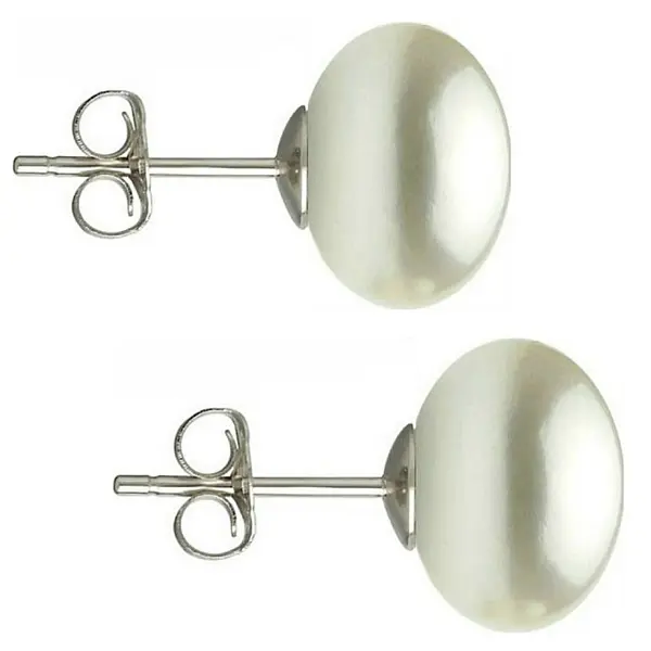Cercei Perle Mari, Albe, Naturale, 9-10 mm, Tip surub, Argint 925 - Calitate AAA KASKADDA