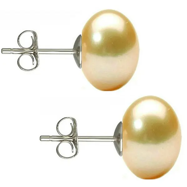 Cercei Perle Mari Crem, Naturale, 9-10 mm, Tip surub, Argint 925 - Calitate AAA KASKADDA