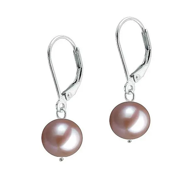 Cercei Perle Mari Lavanda, Business, de 9-10 mm, Tortita Inchisa, Argint 925 - Calitate AA+ KASKADDA