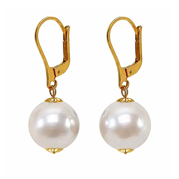 Cercei Perle Mari, Rare Edison de 12-12,5 mm si Aur Galben 14K, Rafinament Natural KASKADDA