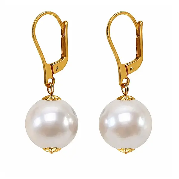 Cercei Perle Mari, Rare Edison de 12,5-13 mm E i Aur Galben 14K, Eleganta Absoluta KASKADDA