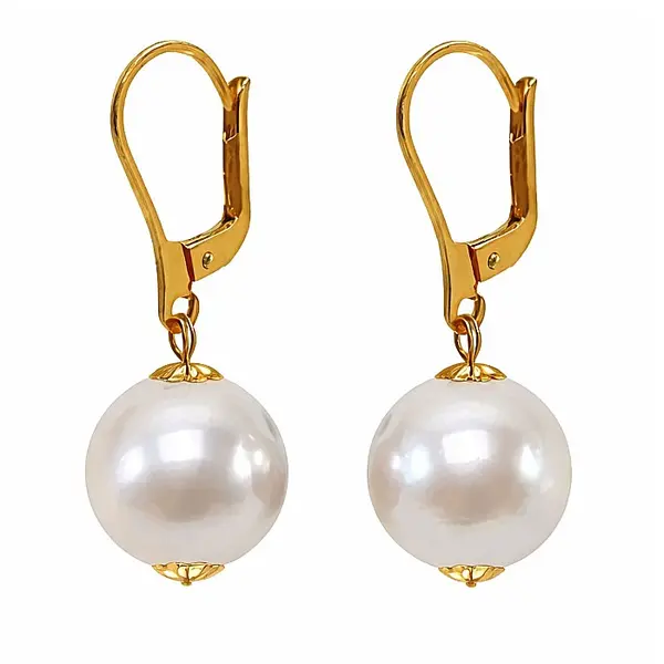 Cercei Perle Mari, Rare Edison de 13,5-14 mm E i Aur Galben 14K, Spectacol Natural KASKADDA