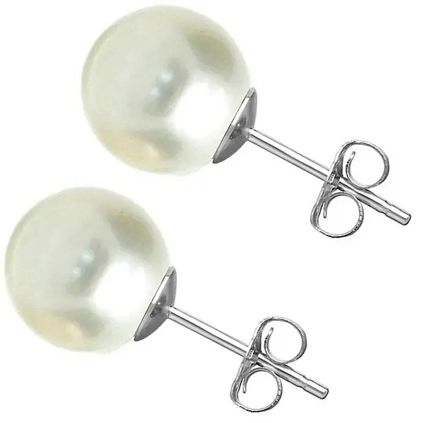 Cercei Perle Naturale 8-8,5 mm, Rotunde AAA, Aur Alb 14K (aur 585) KASKADDA