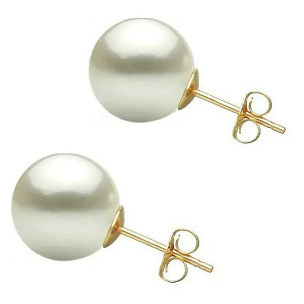 Cercei Perle Naturale Albe 8-8.5 mm, Rotunde, Calitate AAA, Aur 14K (aur 585) KASKADDA