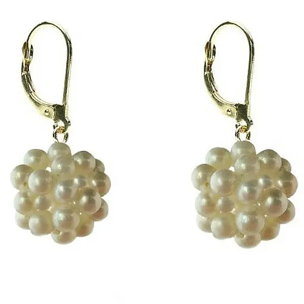 Cercei Perle Naturale BulgaraE i 3-4 mm, Aur 14K (aur 585), Tortita Inchisa KASKADDA