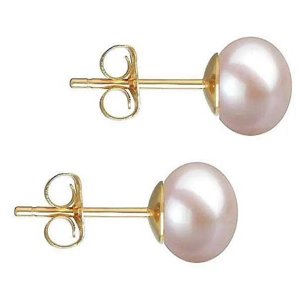 Cercei Perle Naturale Lavanda 7-8 mm, Aur 14K (aur 585), Calitate AAA KASKADDA