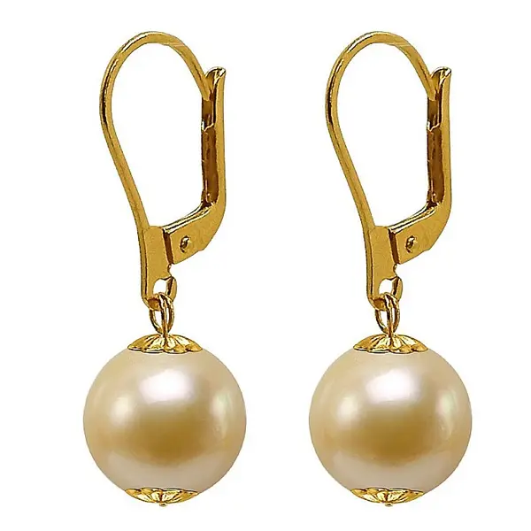 Cercei Perle Rare South Sea Aurii de 10-10,5 mm E i Aur Galben 14K, Bijuterie de Lux KASKADDA