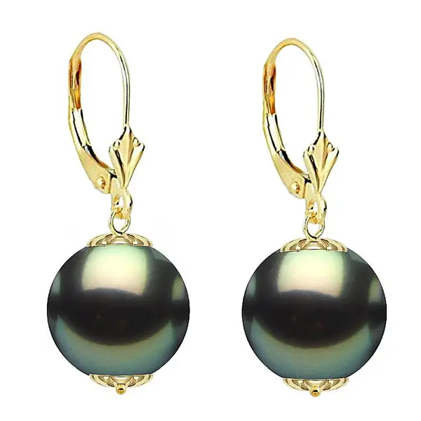 Cercei Perle Tahitiene de 10-11 mm E i Aur Galben 14K, Forma Rotunda KASKADDA
