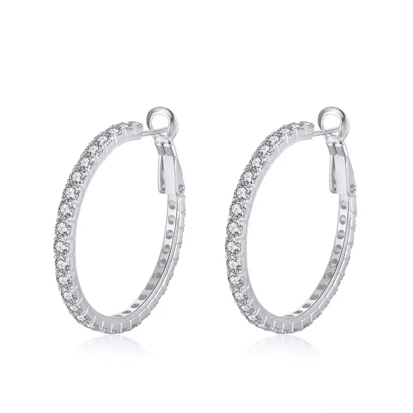 Cercei rotunzi argint 925, JW1748, model elegant, placati cu rodiu
