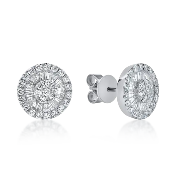 Cercei rotunzi din aur alb cu diamante de 0.9ct