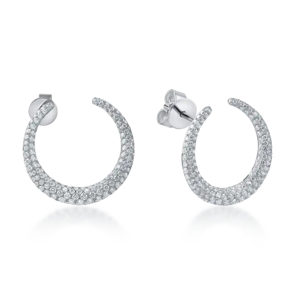 Cercei rotunzi din aur alb cu diamante de 3.35ct
