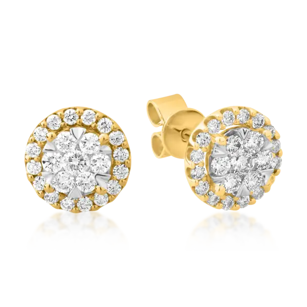 Cercei rotunzi din aur galben cu diamante de 0.5ct