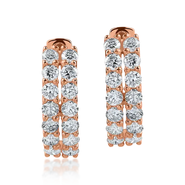 Cercei rotunzi din aur roz cu diamante de 0.7ct