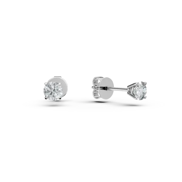 Cercei solitaire din aur alb cu diamante de 0.61ct