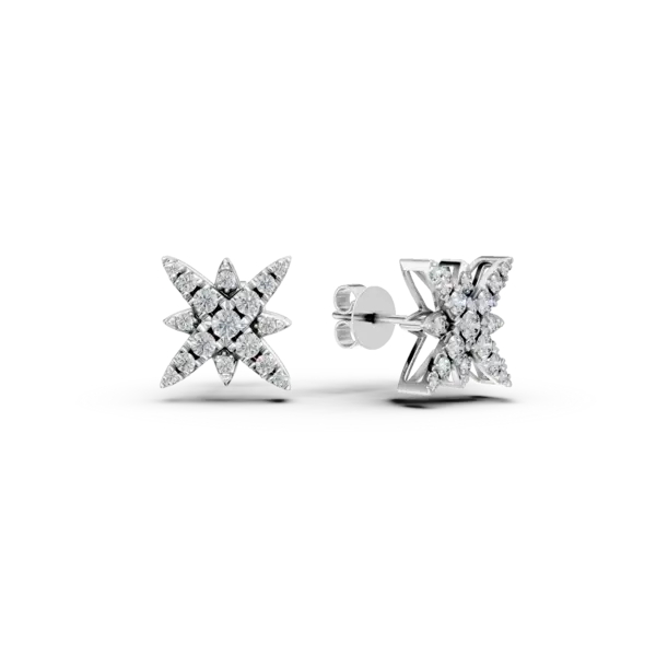 Cercei stea din aur alb cu diamante de 0.68ct