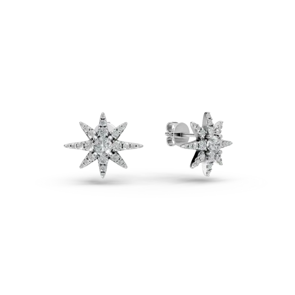 Cercei stea din aur alb cu diamante de 0.7ct