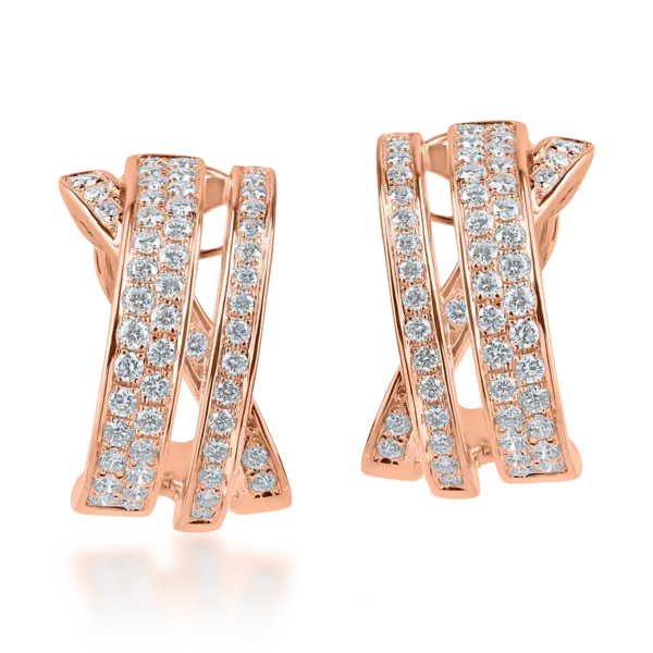 Cercei stilizati din aur roz cu diamante de 0.79ct
