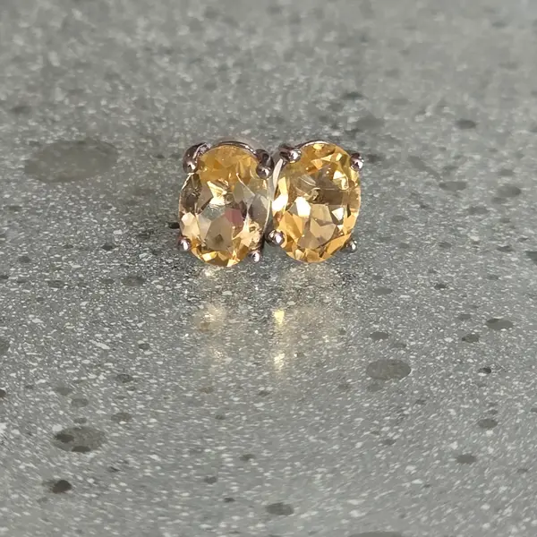 Cercei stud citrin 5 * 7 mm din argint