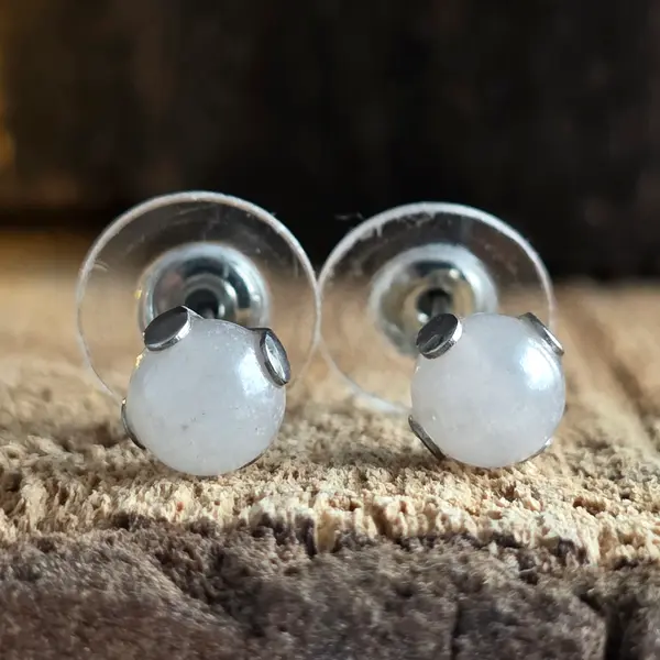 Cercei stud cuart roz aura 6 mm