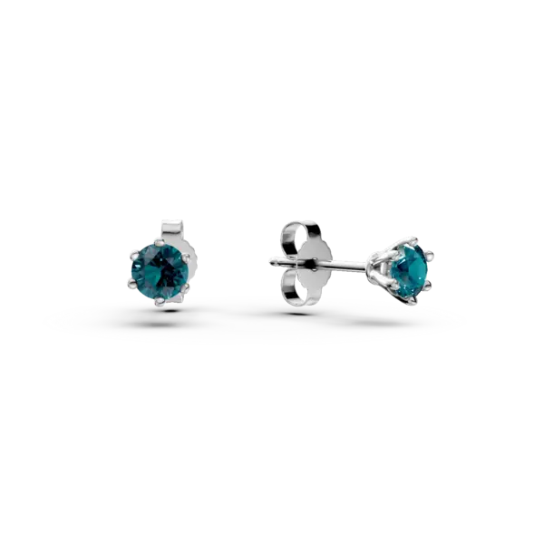 Cercei stud din aur alb cu diamante albastre de 0.5ct