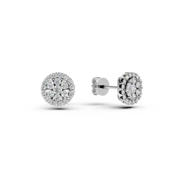 Cercei stud din aur alb cu diamante de 1ct
