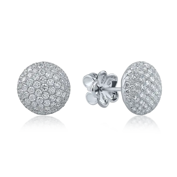 Cercei stud din aur alb cu diamante microsetting de 1.69ct