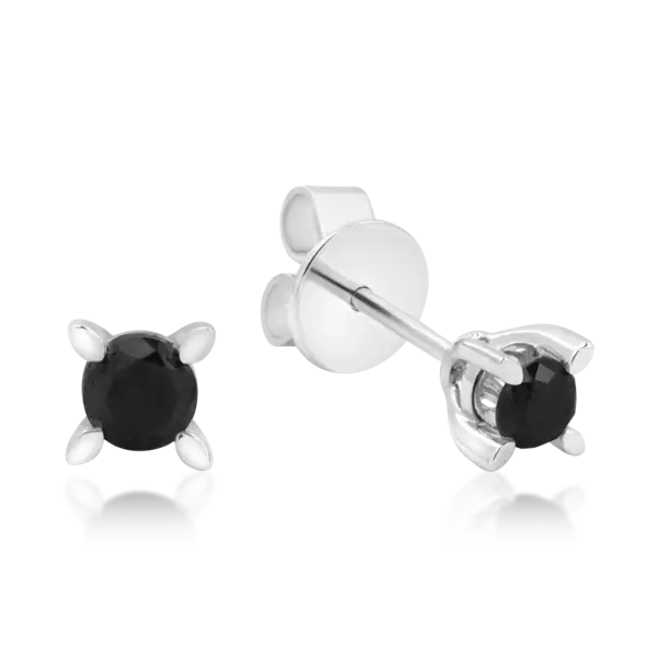 Cercei stud din aur alb cu diamante negre de 0.4ct