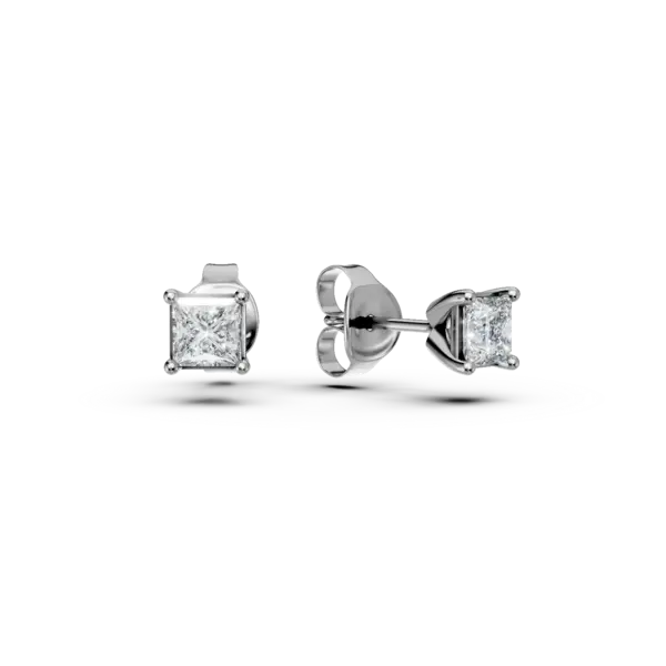Cercei stud din aur alb cu diamante princess de 0.3ct