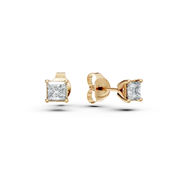Cercei stud din aur galben cu diamante princess de 0.3ct