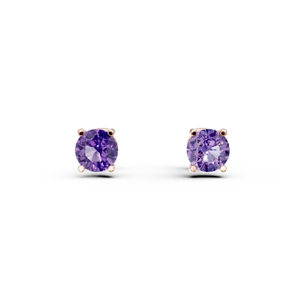 Cercei stud din aur roz cu ametiste de 1.8ct