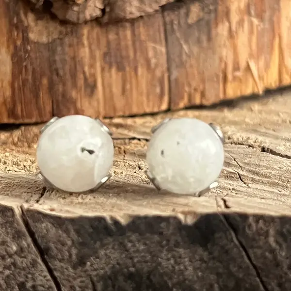 Cercei stud piatra lunii sfere 9 mm