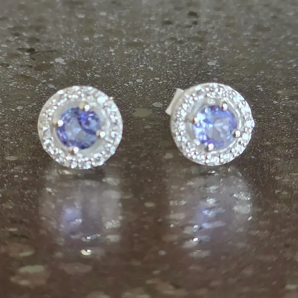 Cercei stud tanzanit, topaz din argint model 3