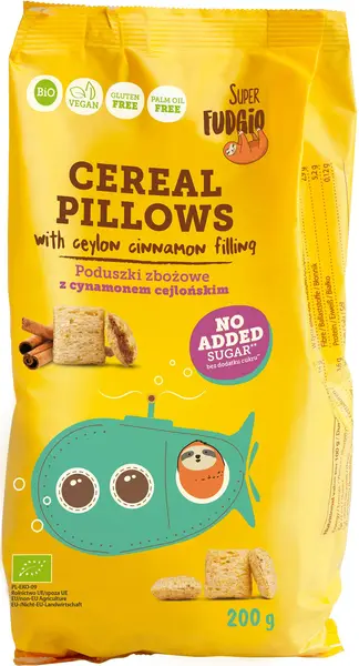 Cereale de mic dejun vegane organice, fără gluten, cu umplutură de cacao și scorțișoară, 200 g, Super Fudgio