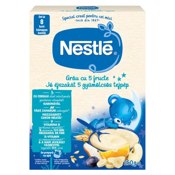 Cereale din grau cu 5 fructe Somn Usor +8 luni, 250g, Nestle