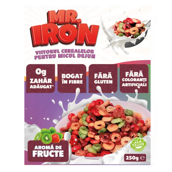 Cereale din ovaz fara zahar si fara gluten Fructe inghetate, 250g, Mr. Iron