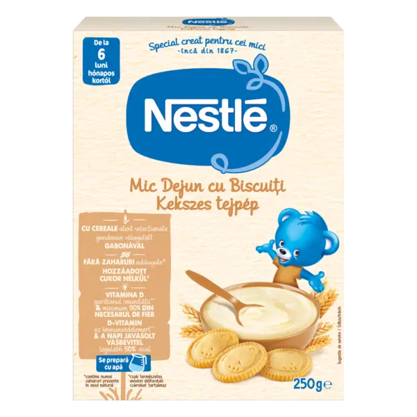 Cereale mic dejun cu biscuiti si lapte Infant Cereals pentru +6 luni, 250g, Nestle