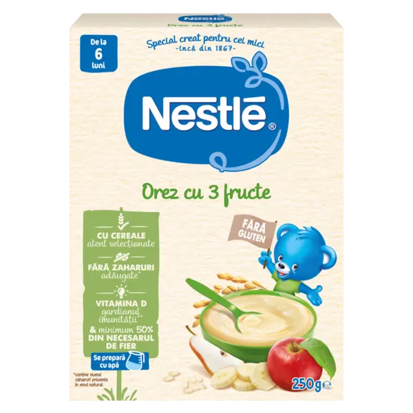 Cereale orez cu 3 fructe, 250g, Nestle