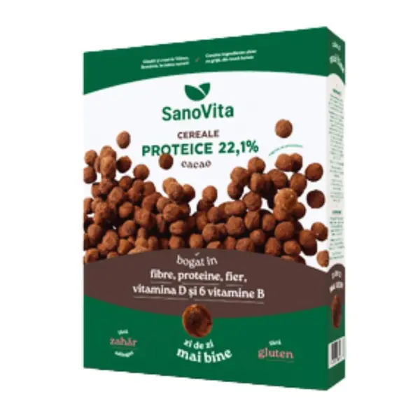 Cereale Proteice cu Cacao, Sanovita, 250 g
