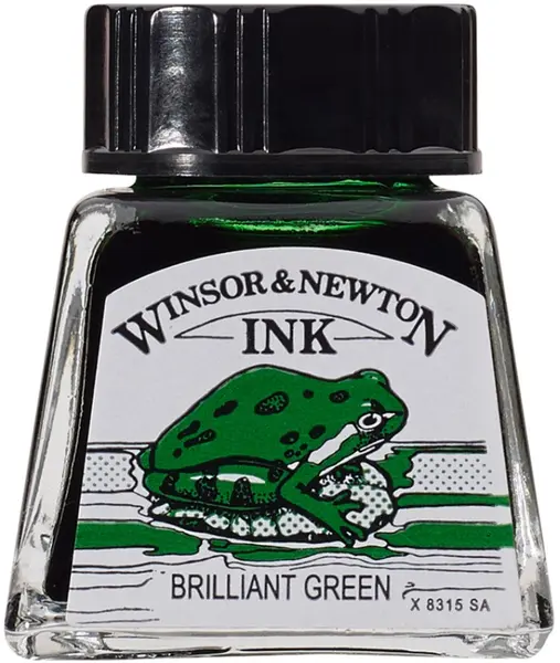 Cerneală de caligrafie Winsor & Newton - Verde strălucitor, 14 ml