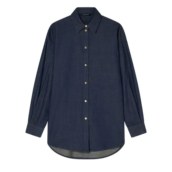 Chambray fabric shirt blue denim Xs
